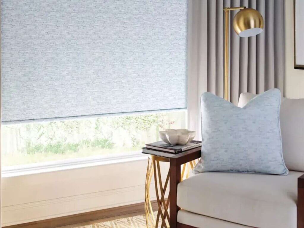 Hunter Douglas Roller Shades in Sitting Room