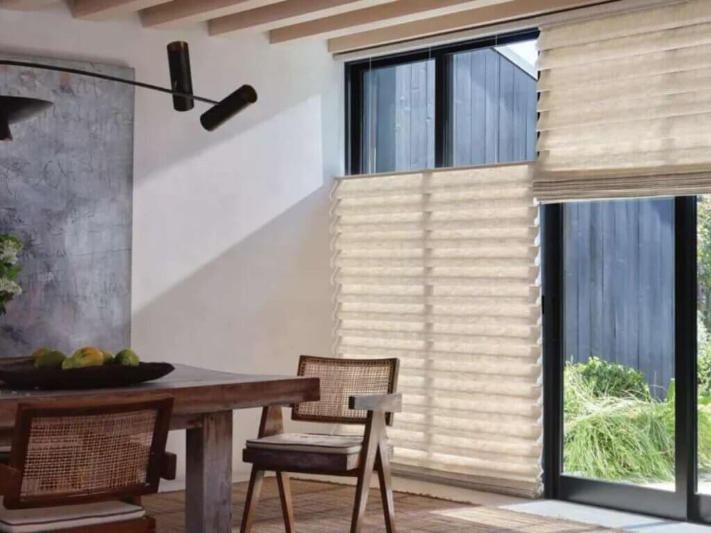 Hunter Douglas Vignette Roman Shades in Dining Area
