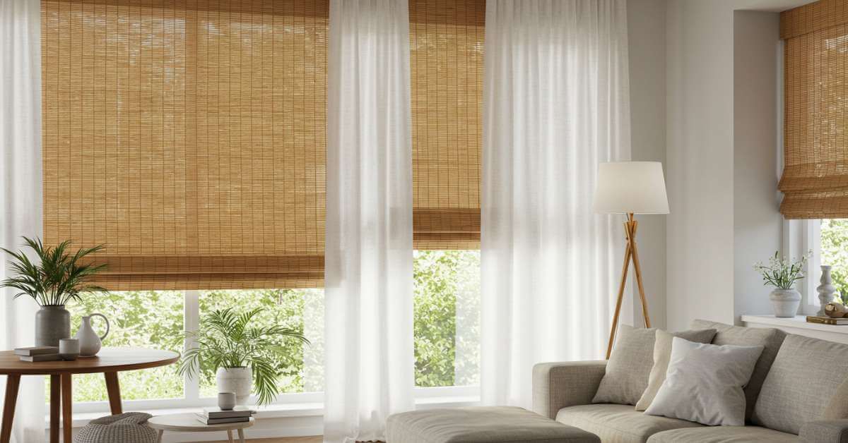 Bloomin' Blinds of Bucks, Montgomery & Greater Princeton 21 Woven shades with curtains let you do that without a complete remodel. They bring in the right kind of light, add softness without clutter, and make every room feel just a little more pulled together.