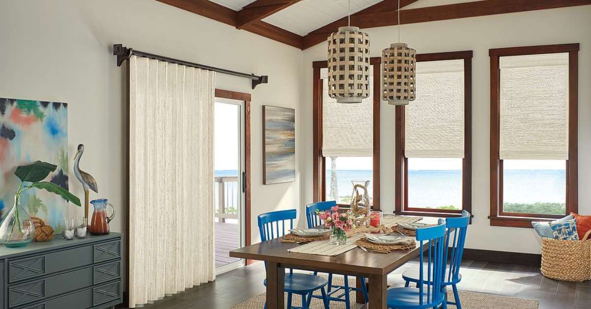 Horizons Averte Natural Fold Shades in Dining Room