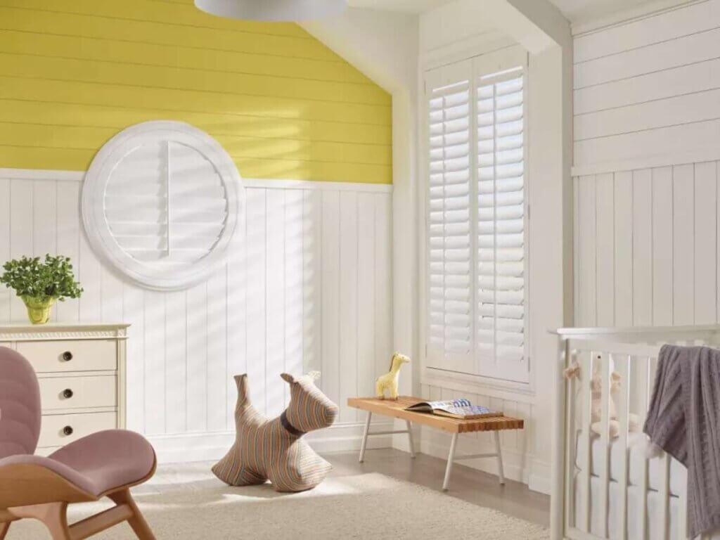Hunter Douglas Heritance Shutters in Nursery